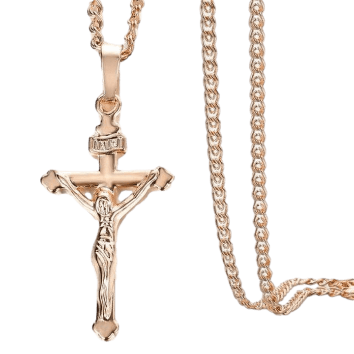 Rose Gold Encrusted Cross Pendant Necklace bracelet by Unique Leather Bracelets