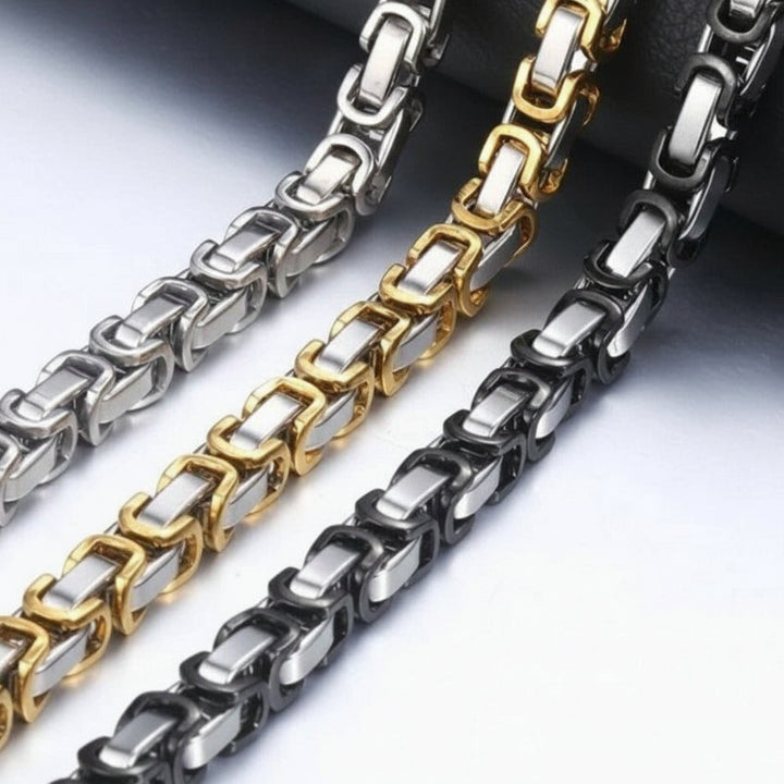 Stainless Steel Box Link Chain Necklaces bracelet by Unique Leather Bracelets