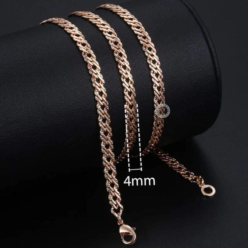 Womens Rose Gold Braided Link Necklace bracelet by Unique Leather Bracelets