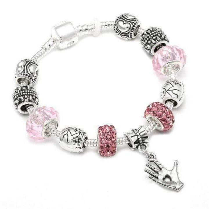 Childrens Charm Bracelet Charm Unique Leather Bracelets Pink 18cm 