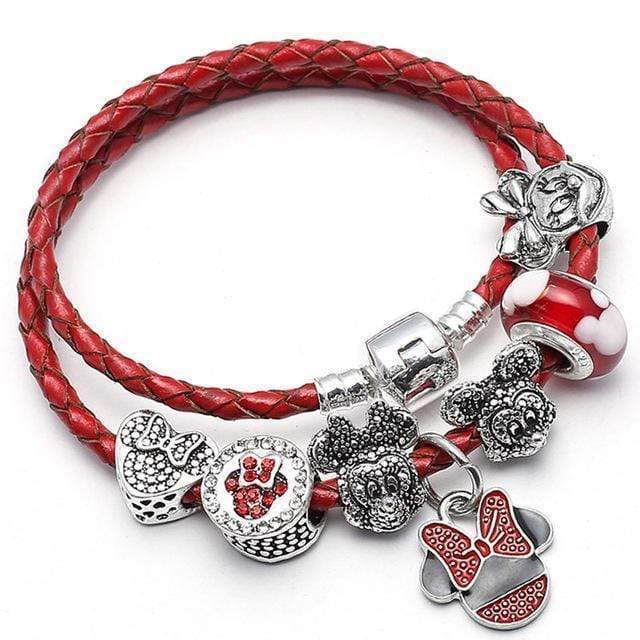 Kids Charm Bracelet Charm Unique Leather Bracelets Red/A4 16cm 