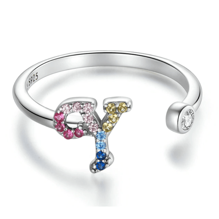 Letter Ring Stackable Adjustable Size bracelet by Unique Leather Bracelets