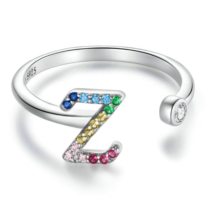 Letter Ring Stackable Adjustable Size bracelet by Unique Leather Bracelets