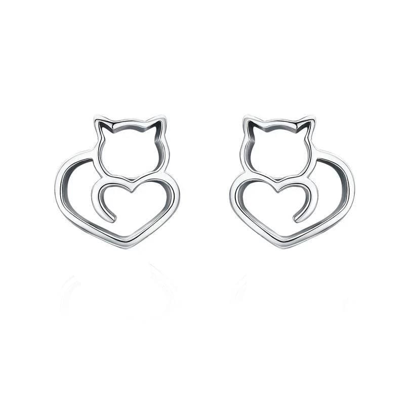 Classy Cat Heart Stud Earrings bracelet by Unique Leather Bracelets